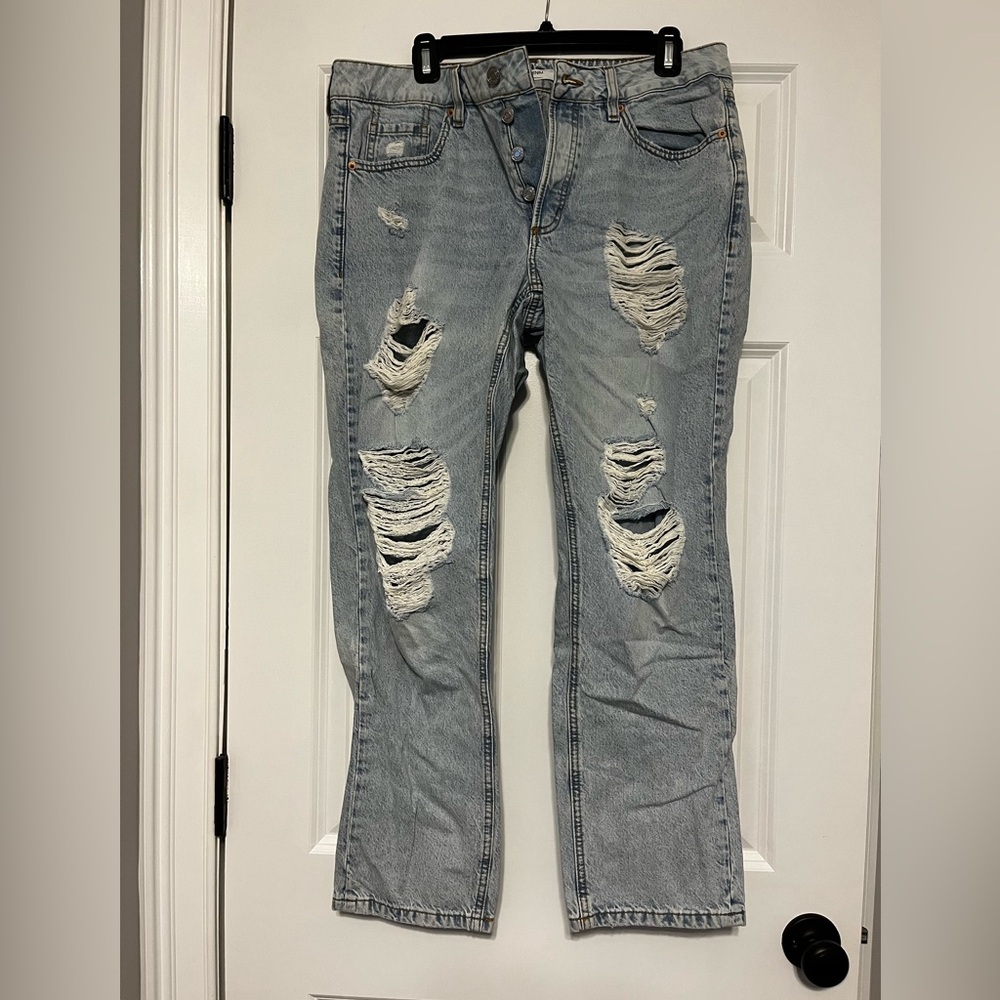 Garage Denim Ex-Boyfriend Distressed Light Blue Women's Jeans